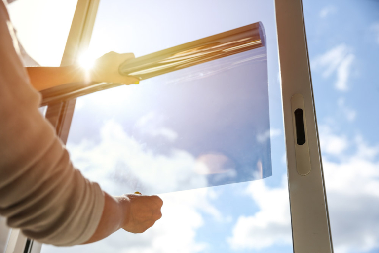 Home window tinting shielding the sun.