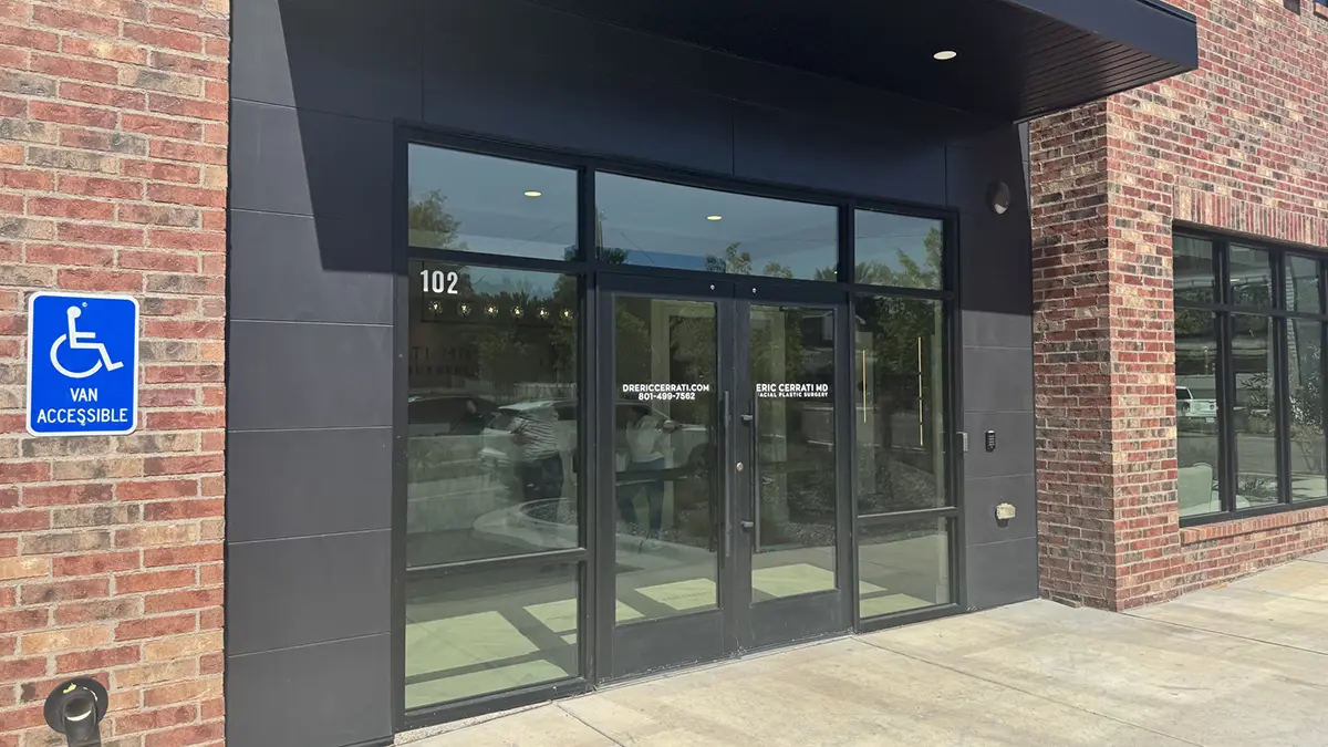 Tinting on exterior commercial glass doors