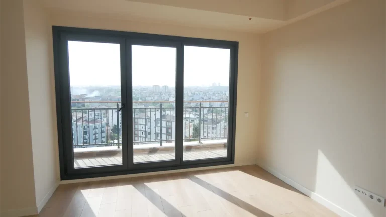 A wall of floor-to-ceiling windows with residential window film