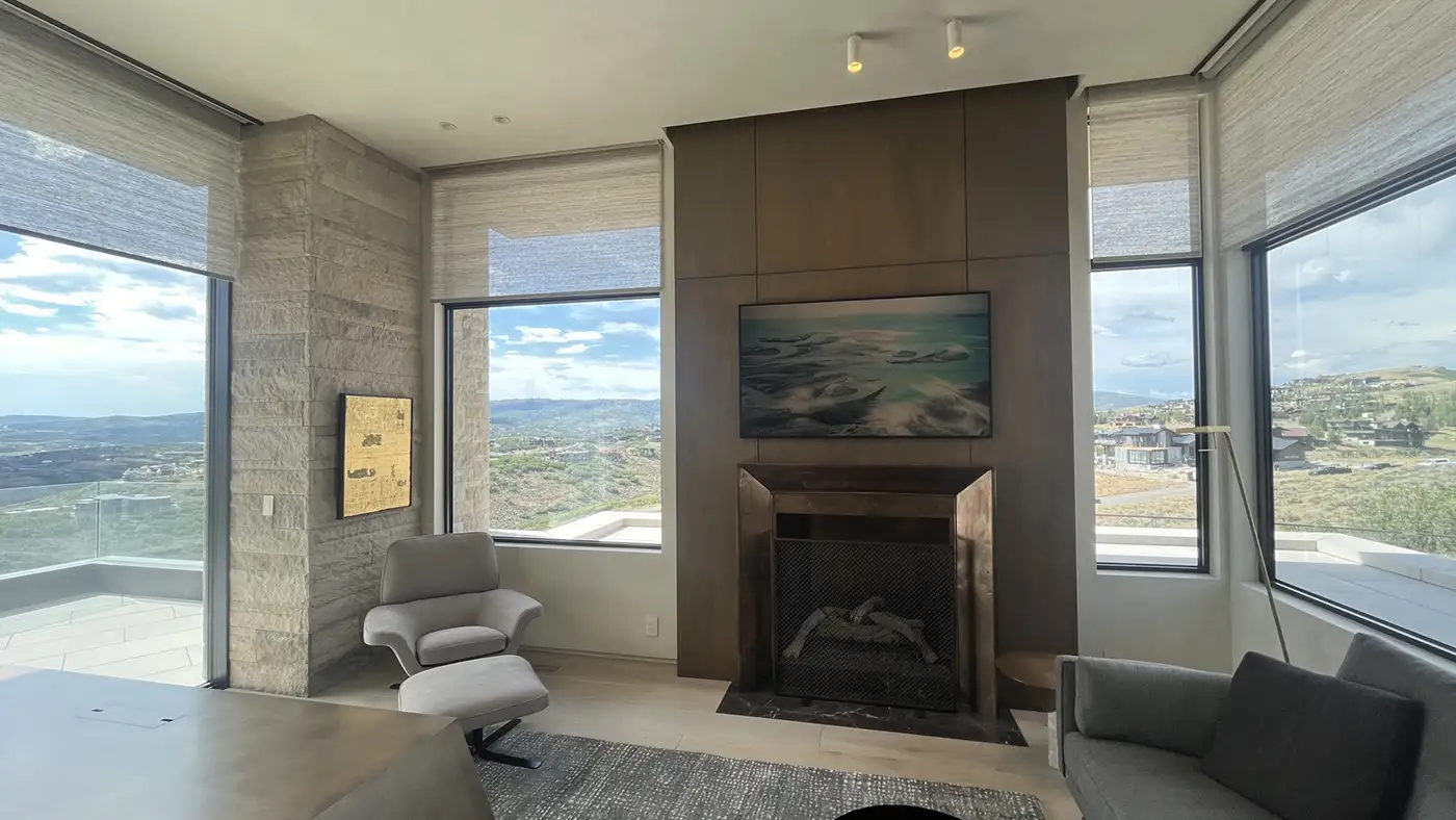 large windows in a home office